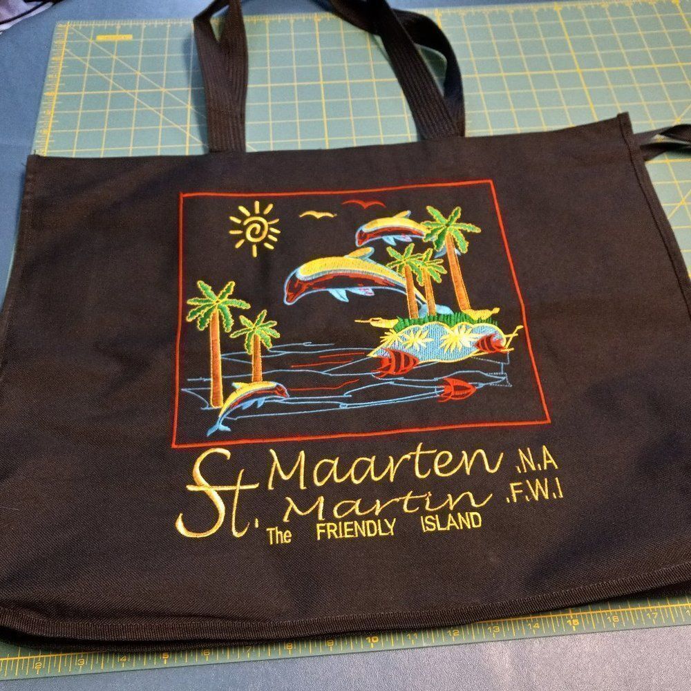 St. Maarten Black Tote Cottagecore Grandmacore
